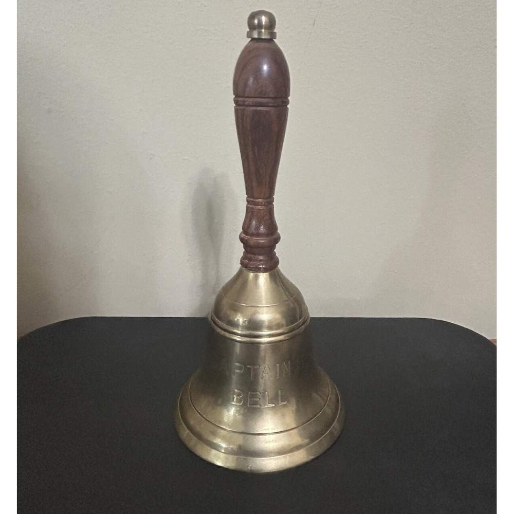 Vintage‎ Captain's Bell Solid Brass Nautical Ship Bell w/ Clapper Marine Decor